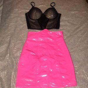 Hot pink tight fit corset skirt